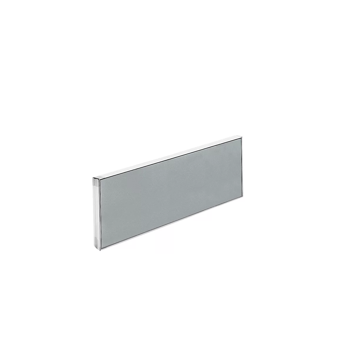 A rectangular silver metal piece on a white background.