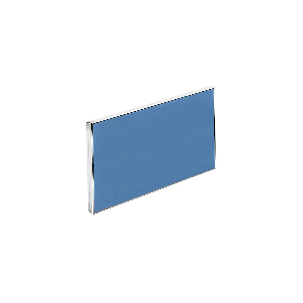 Rectangular blue panel with a silver frame. Perspective view.