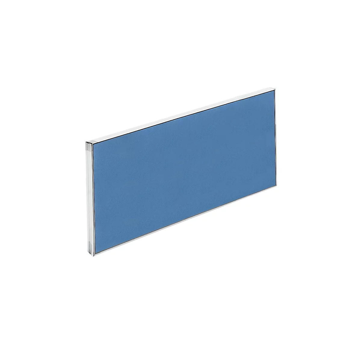 Blue rectangular acoustic panel, white edged, on a white background.