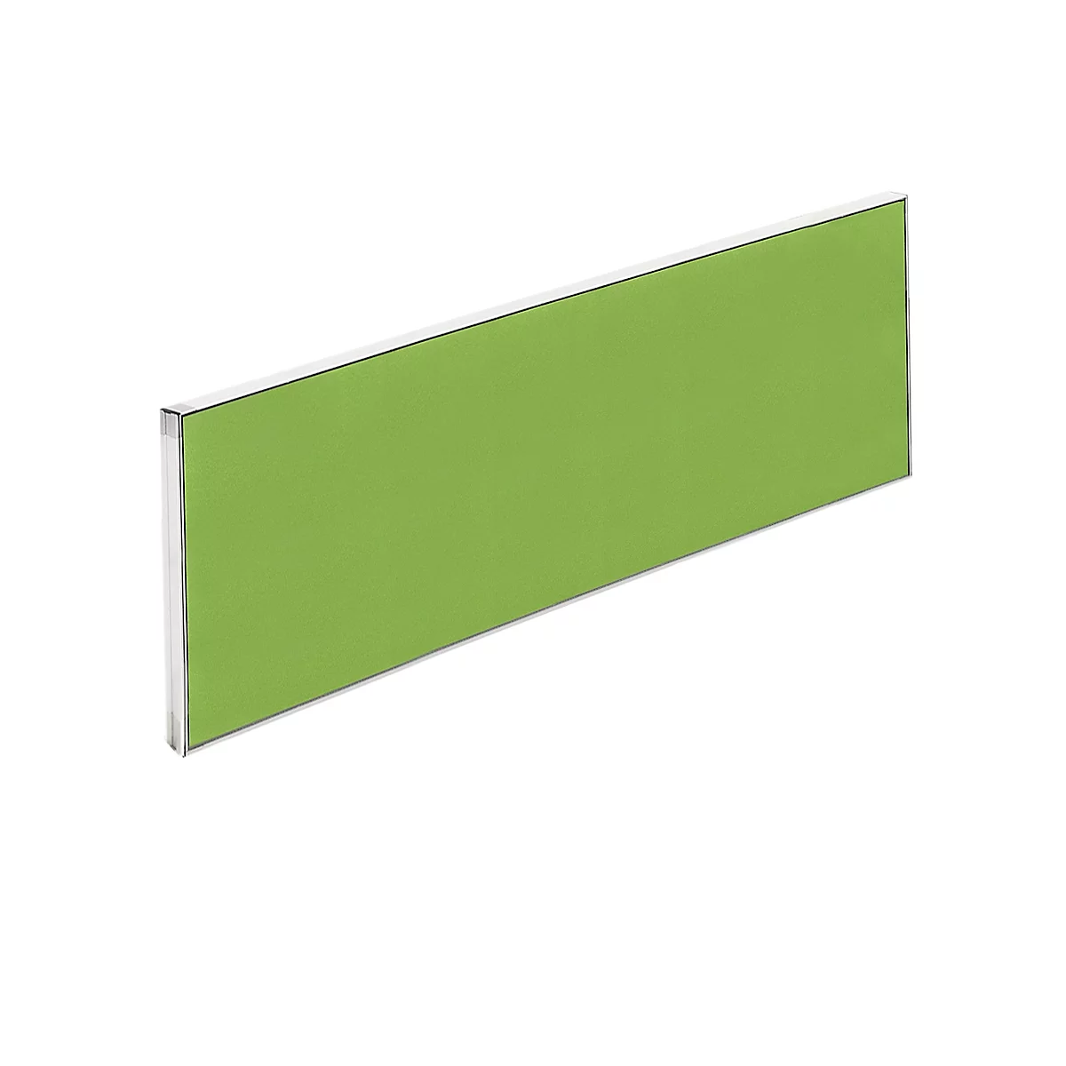 A rectangular, light green element with a silver border, on a white background.