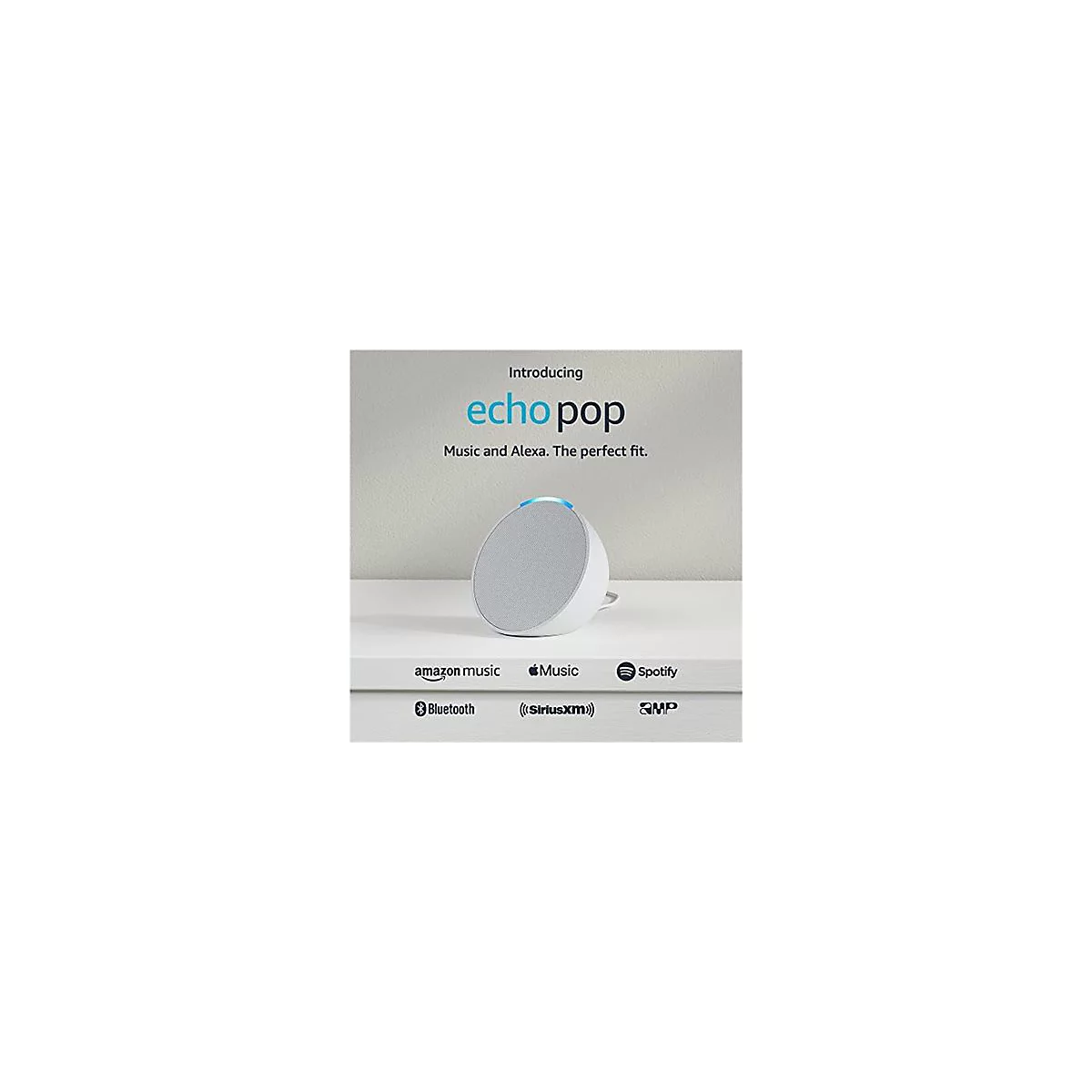 Amazon Echo Pop - Smart-Lautsprecher - Bluetooth, Wi-Fi - App-gesteuert - Glacier White