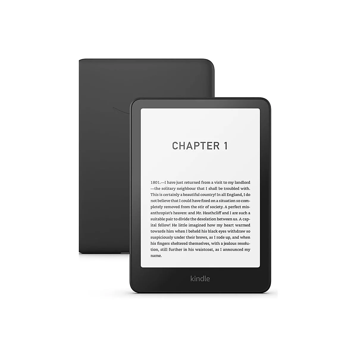 Kindle-E-Reader mit Text auf dem Bildschirm, ein zweites Gerät im Hintergrund. Beide sind schwarz.