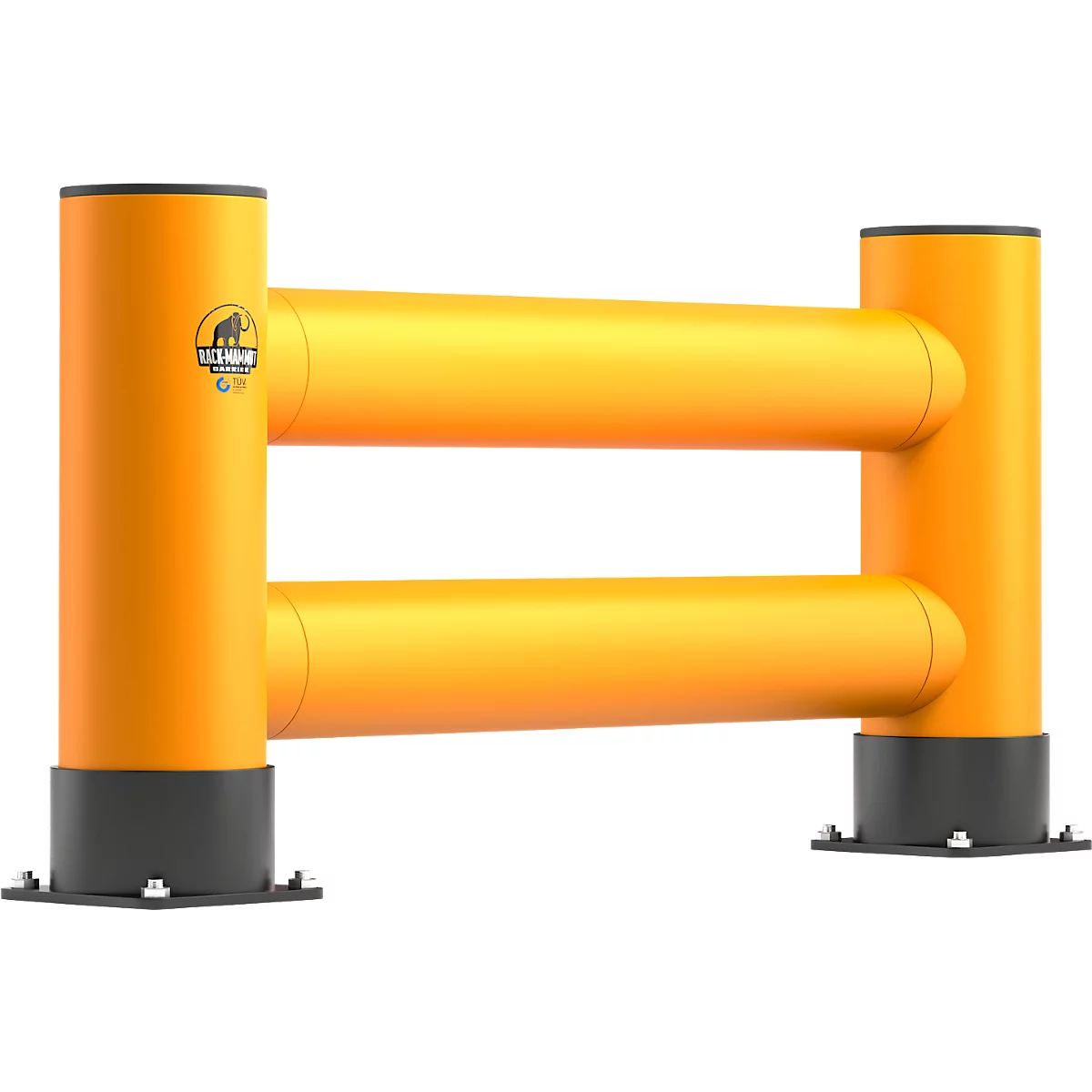 Ampere Doppel-Rammschutzplanke Rack-Mammut®, Kunststoff, L 1200 x H 600 mm, verkehrsgelb