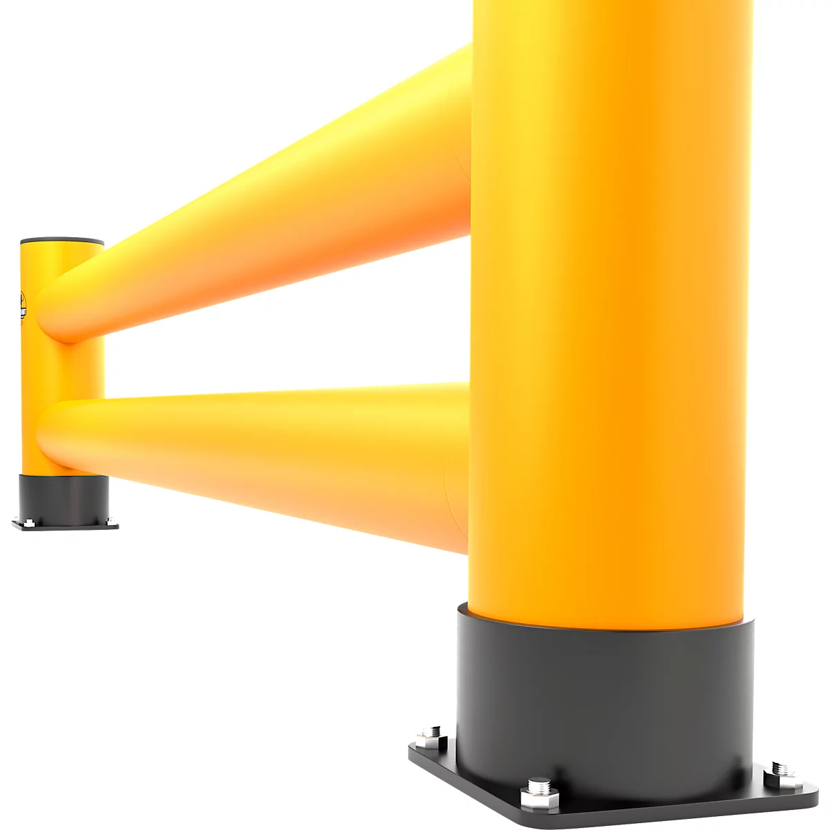 Ampere Doppel-Rammschutzplanke Rack-Mammut®, Kunststoff, L 2500 x H 600 mm, verkehrsgelb