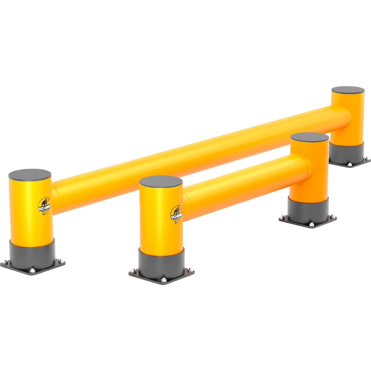 Ampere Einzel-Rammschutzplanke Rack-Mammut®, Kunststoff, L 1200 x H 400 mm, verkehrsgelb