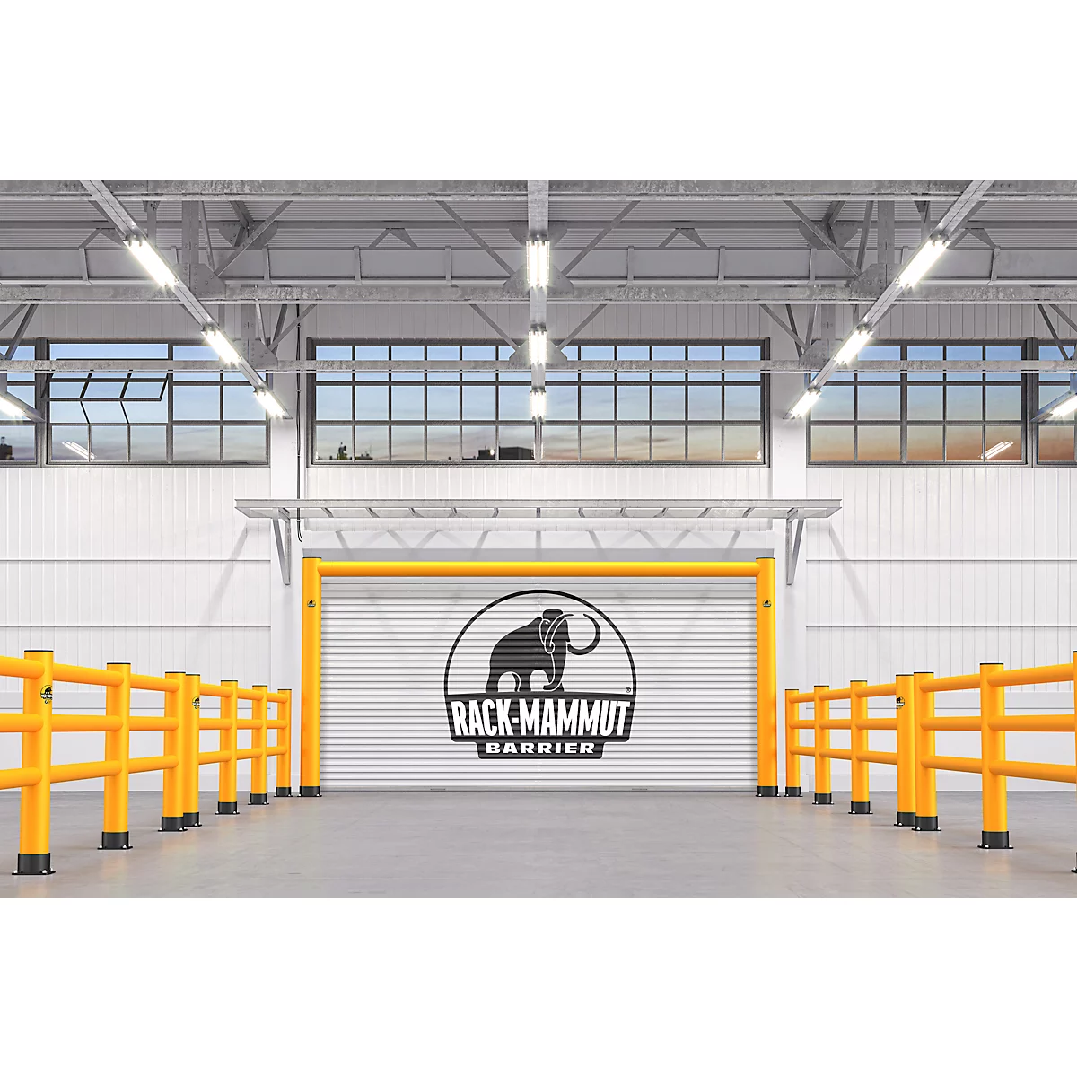 Ampere Handlauf Rack-Mammut®, Kunststoff, L 2000 mm x H 1100 mm, verkehrsgelb