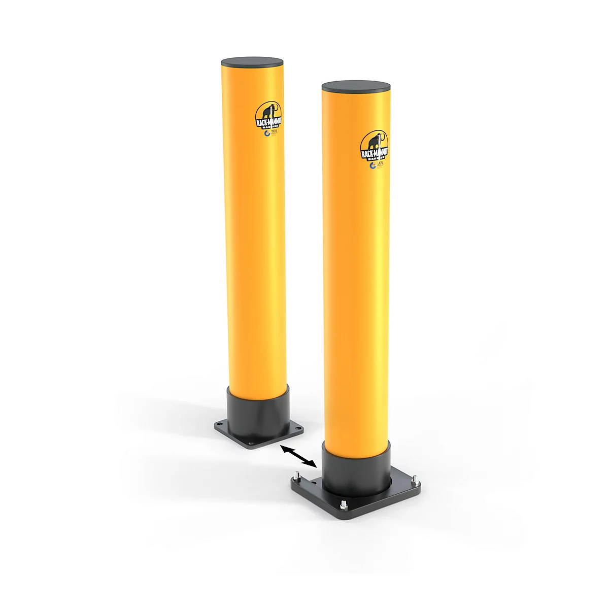 Ampere mobile Montageplatte für Handläufe/Poller Rack-Mammut®, Stahl, B 240/160 x T 220 x H 25 mm, schwarz
