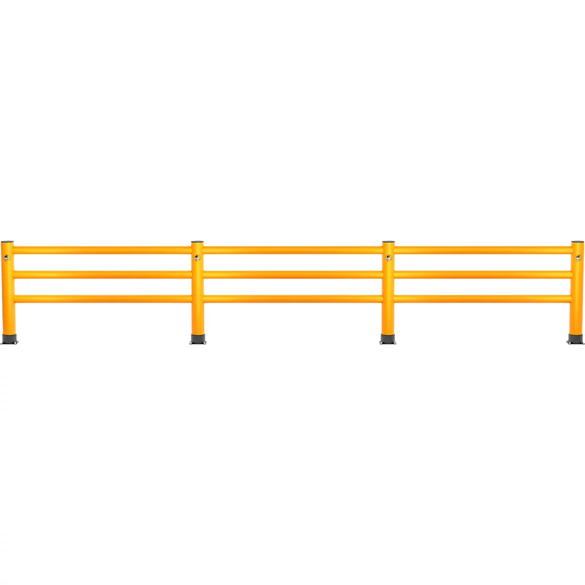 Ampere Rammschutzgeländer Rack-Mammut® Handlauf, Kunststoff, L 10000 x H 1100 mm, verkehrsgelb