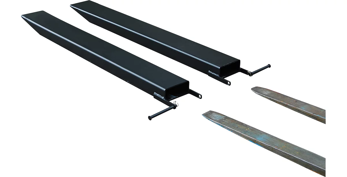Ampliación de horquilla para carretillas industriales, modelo abierto, L 1600 x An 100 x 45 mm, negro
