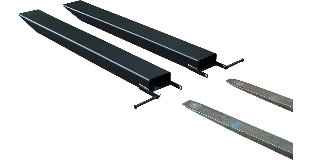 Ampliación de horquilla para carretillas industriales, modelo abierto, L 1600 x An 100 x 50 mm, negro
