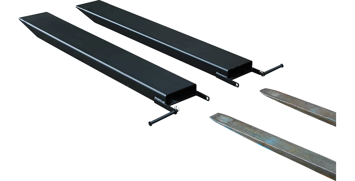 Ampliación de horquilla para carretillas industriales, modelo abierto, L 1600 x An 120 x 40 mm, negro