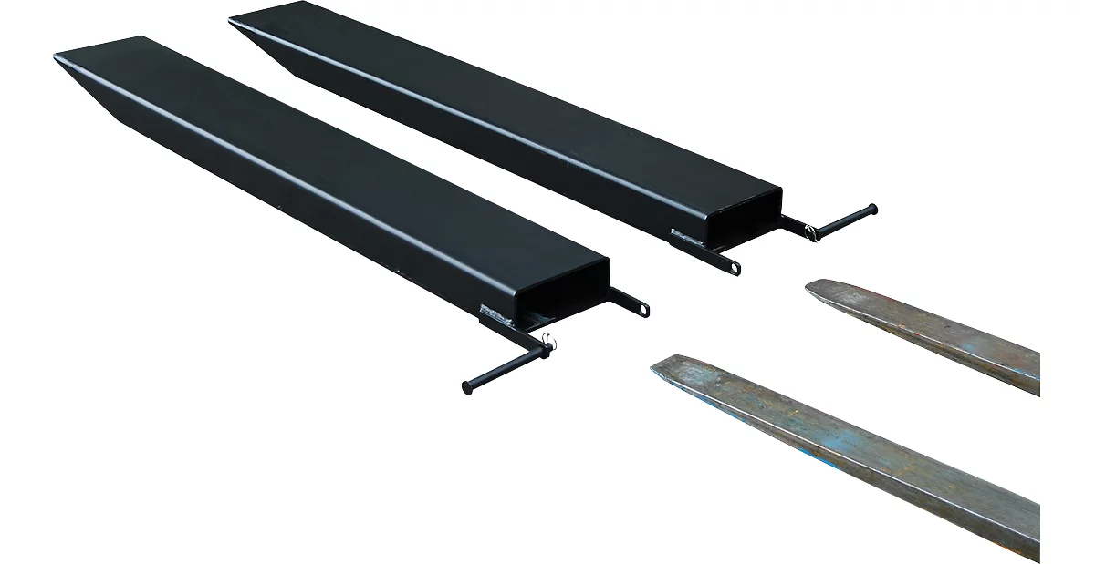 Ampliación de horquilla para carretillas industriales, modelo abierto, L 1600 x An 120 x 50 mm, negro