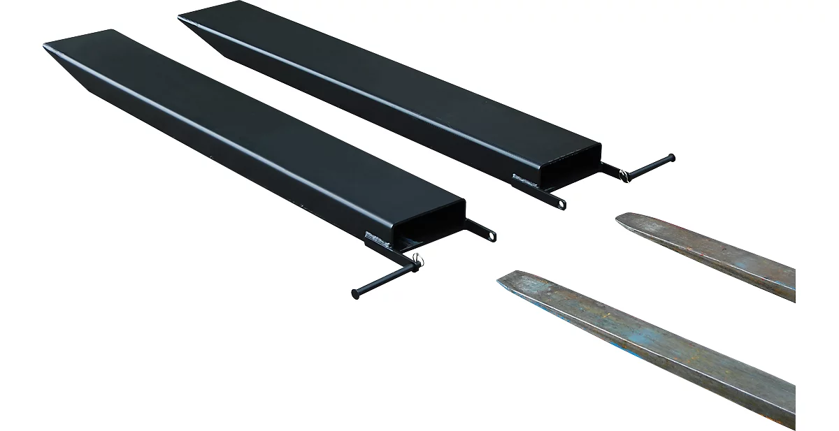 Ampliación de horquilla para carretillas industriales, modelo abierto, L 1600 x An 125 x 45 mm, negro
