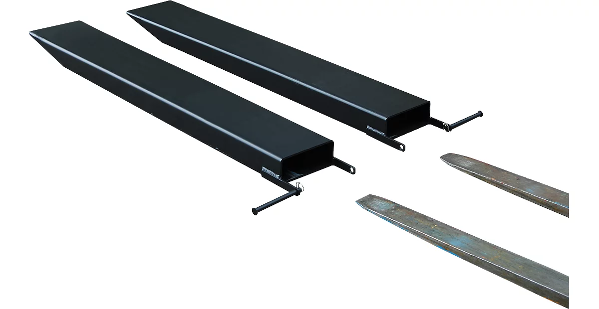 Ampliación de horquilla para carretillas industriales, modelo abierto, L 1600 x An 125 x 50 mm, negro