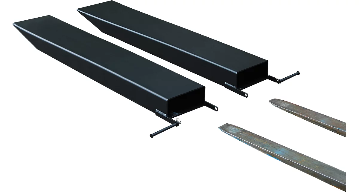 Ampliación de horquilla para carretillas industriales, modelo abierto, L 1600 x An 150 x 70 mm, negro