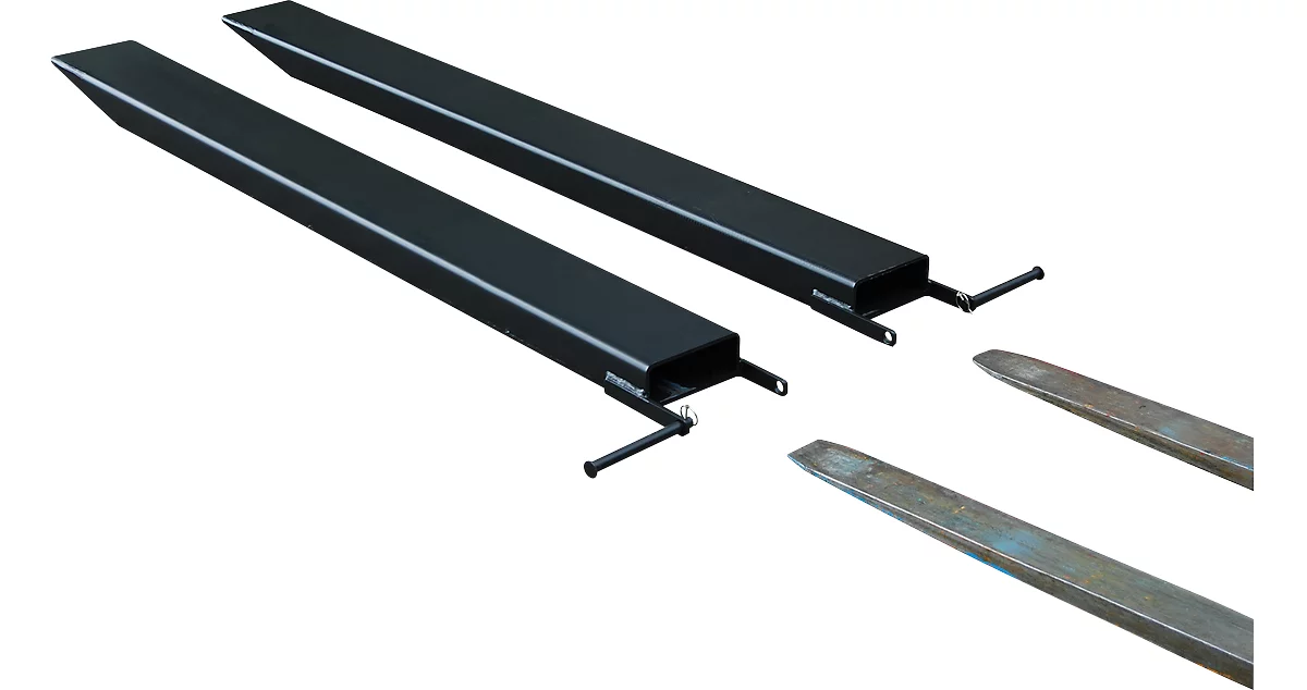 Ampliación de horquilla para carretillas industriales, modelo abierto, L 1800 x An 100 x 40 mm, negro