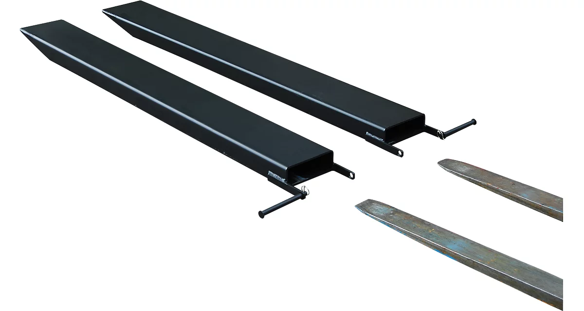 Ampliación de horquilla para carretillas industriales, modelo abierto, L 1800 x An 120 x 40 mm, negro