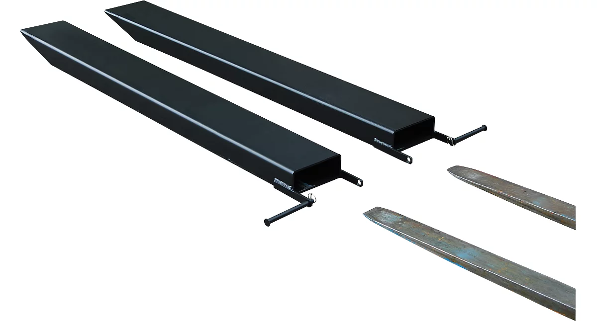 Ampliación de horquilla para carretillas industriales, modelo abierto, L 1800 x An 120 x 50 mm, negro