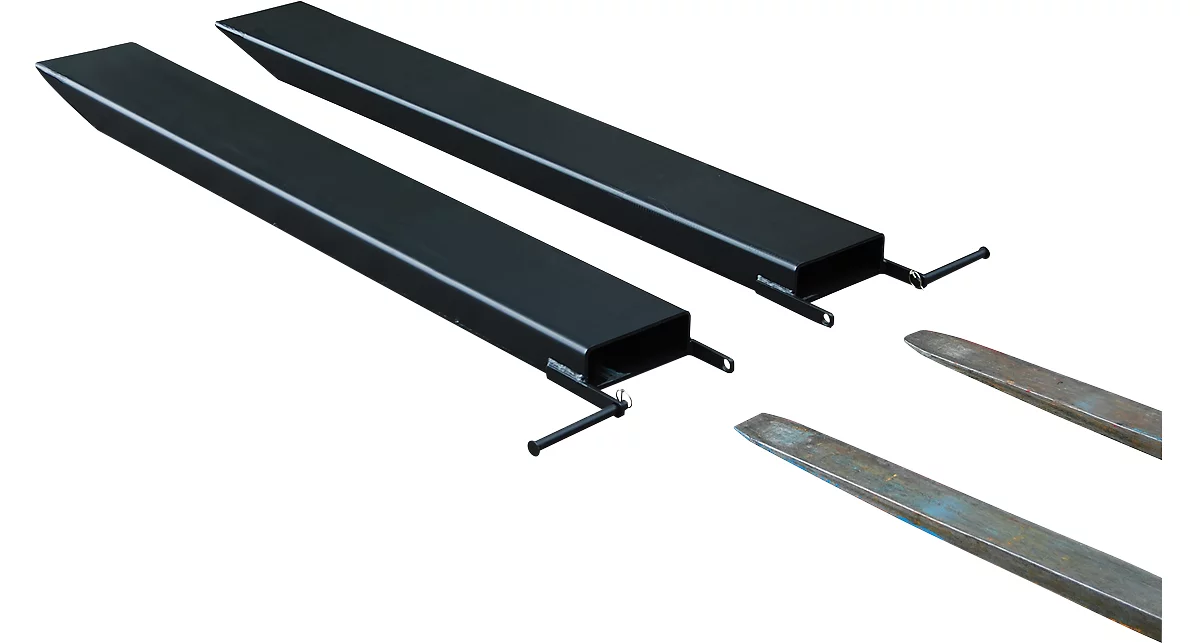 Ampliación de horquilla para carretillas industriales, modelo abierto, L 1800 x An 125 x 45 mm, negro