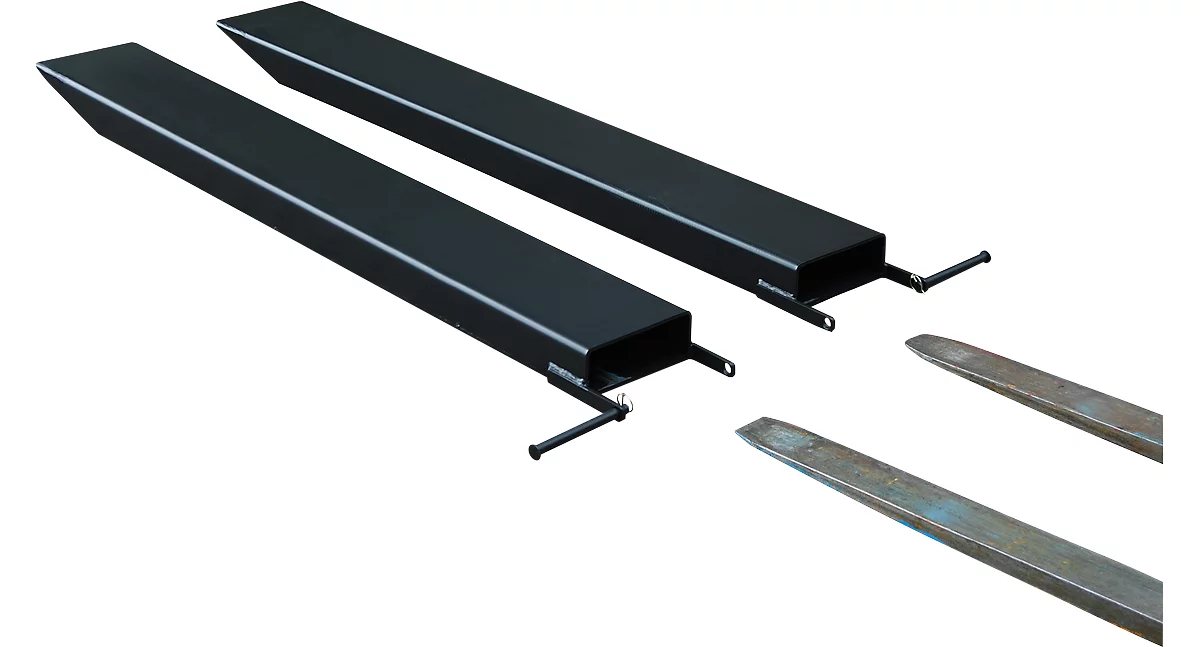 Ampliación de horquilla para carretillas industriales, modelo abierto, L 1800 x An 125 x 50 mm, negro