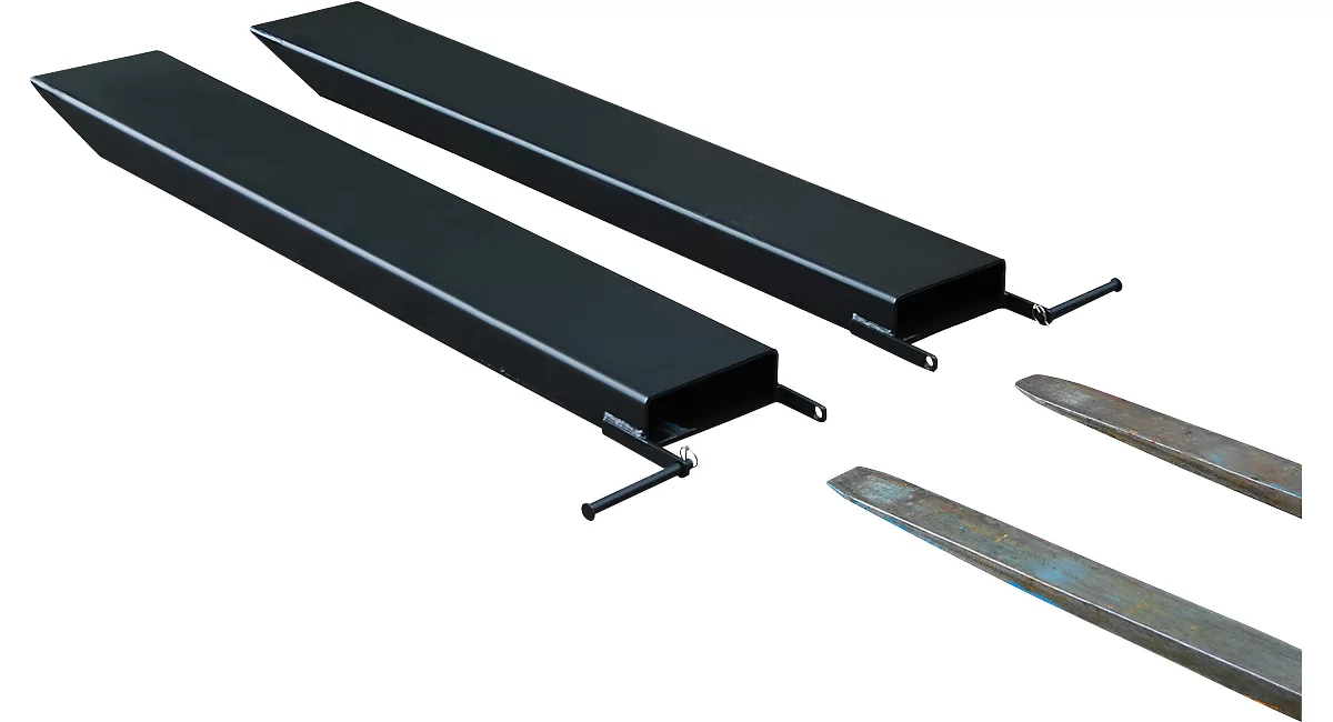 Ampliación de horquilla para carretillas industriales, modelo abierto, L 1800 x An 150 x 50 mm, negro