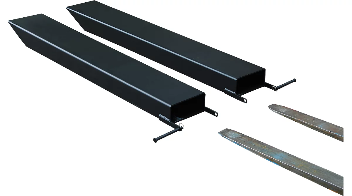 Ampliación de horquilla para carretillas industriales, modelo abierto, L 1800 x An 150 x 70 mm, negro