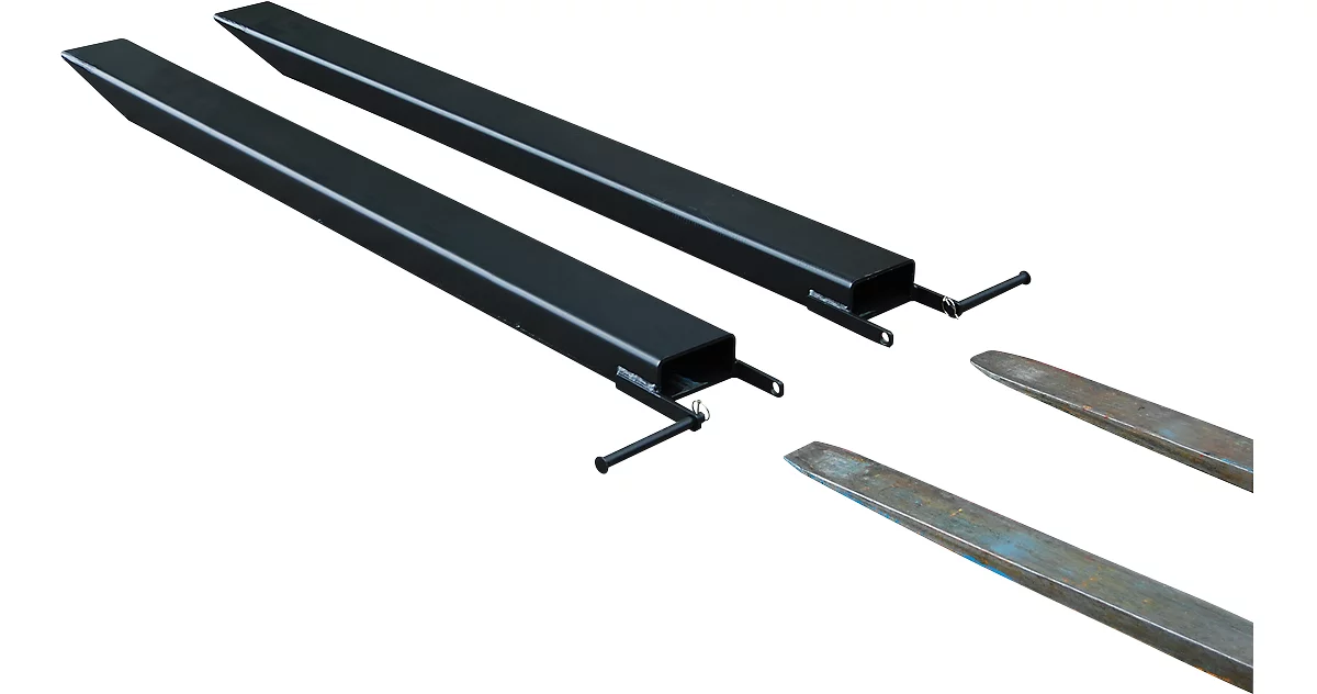 Ampliación de horquilla para carretillas industriales, modelo abierto, L 1800 x An 80 x 40 mm, negro