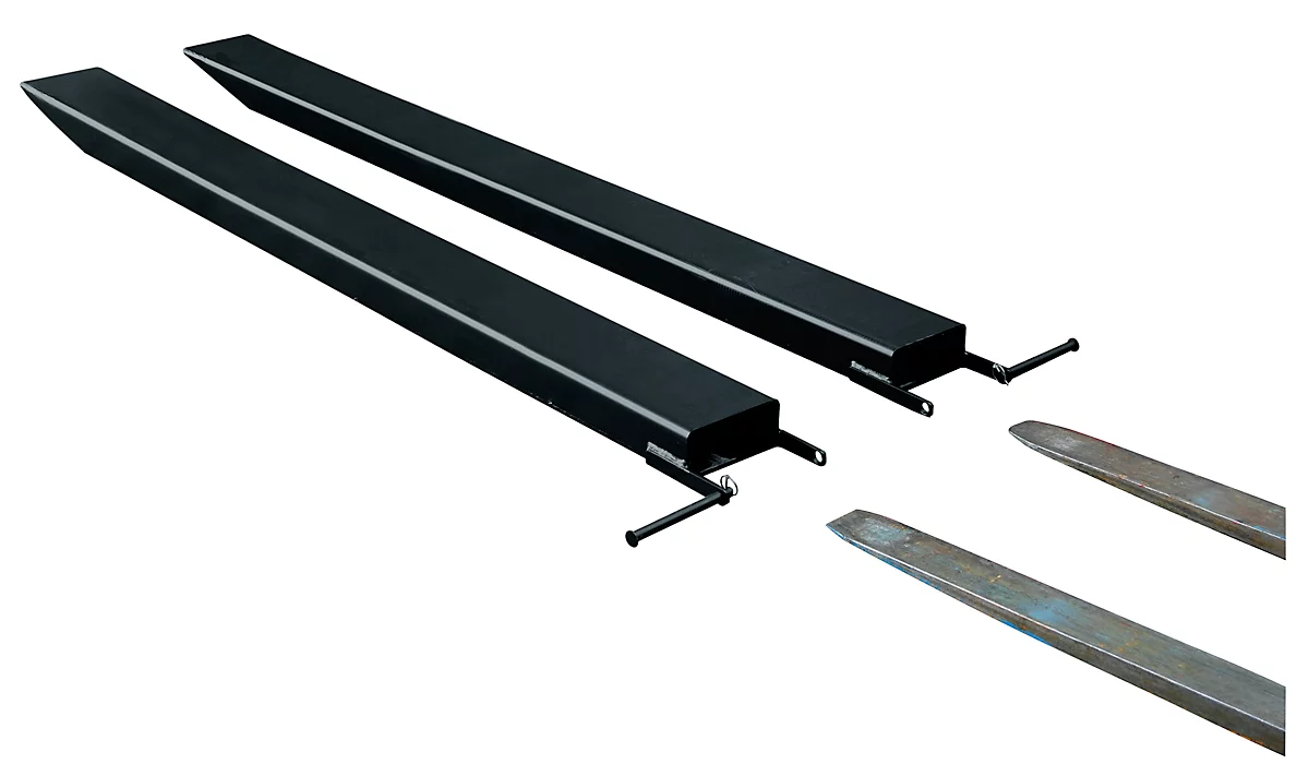 Ampliación de horquilla para carretillas industriales, modelo abierto, L 2000 x An 100 x 45 mm, negro