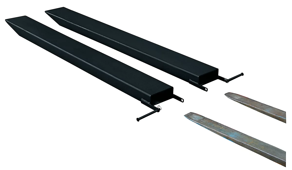 Ampliación de horquilla para carretillas industriales, modelo abierto, L 2000 x An 120 x 50 mm, negro