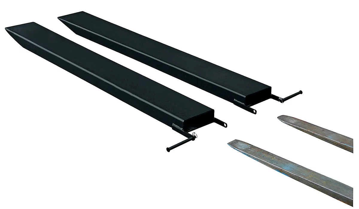 Ampliación de horquilla para carretillas industriales, modelo abierto, L 2000 x An 125 x 45 mm, negro