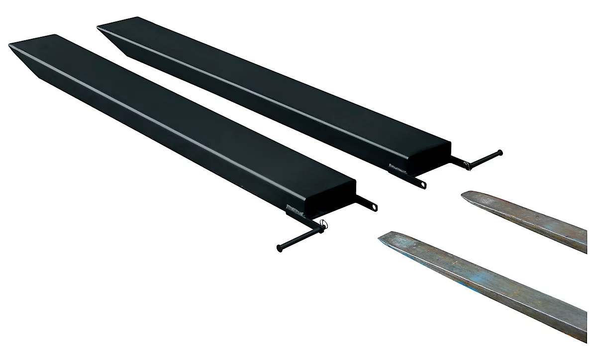 Ampliación de horquilla para carretillas industriales, modelo abierto, L 2000 x An 125 x 50 mm, negro