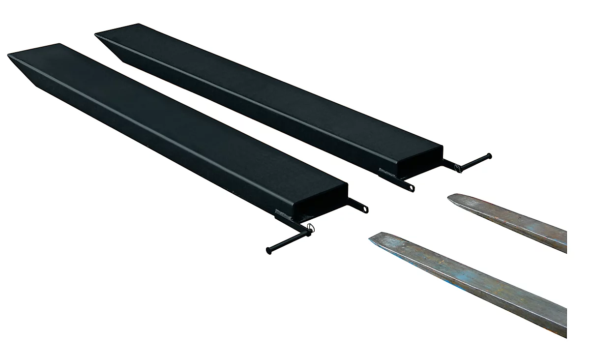 Ampliación de horquilla para carretillas industriales, modelo abierto, L 2000 x An 150 x 50 mm, negro