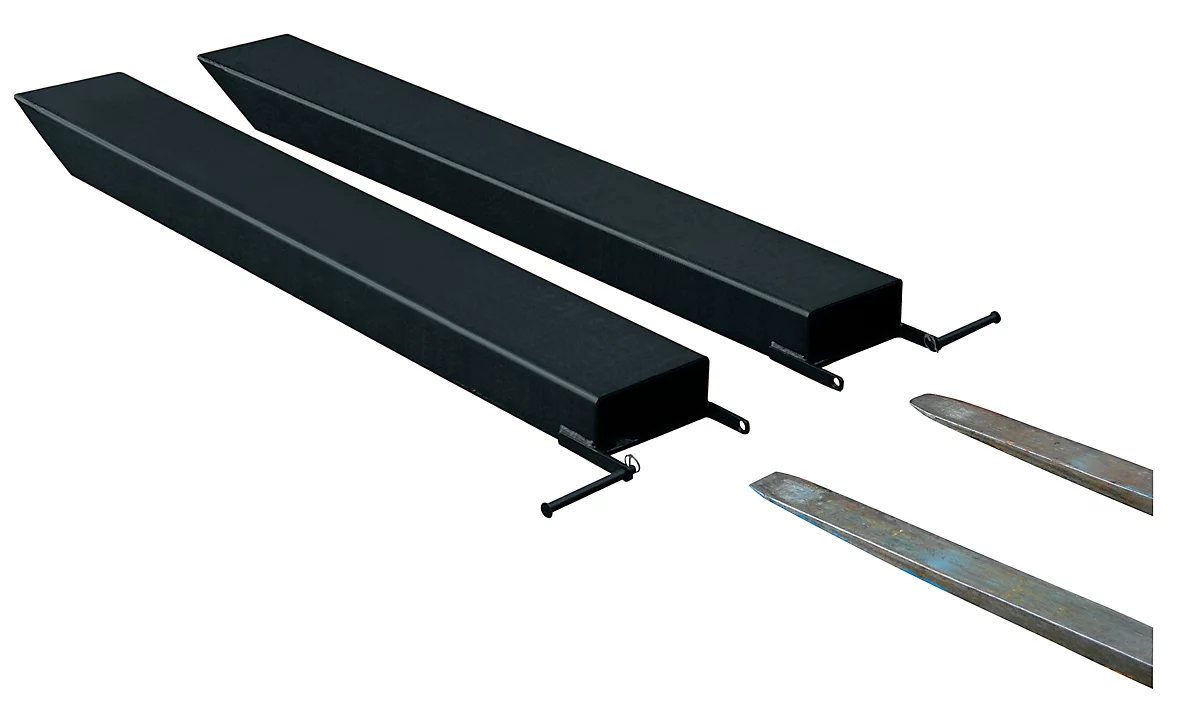 Ampliación de horquilla para carretillas industriales, modelo abierto, L 2000 x An 150 x 70 mm, negro