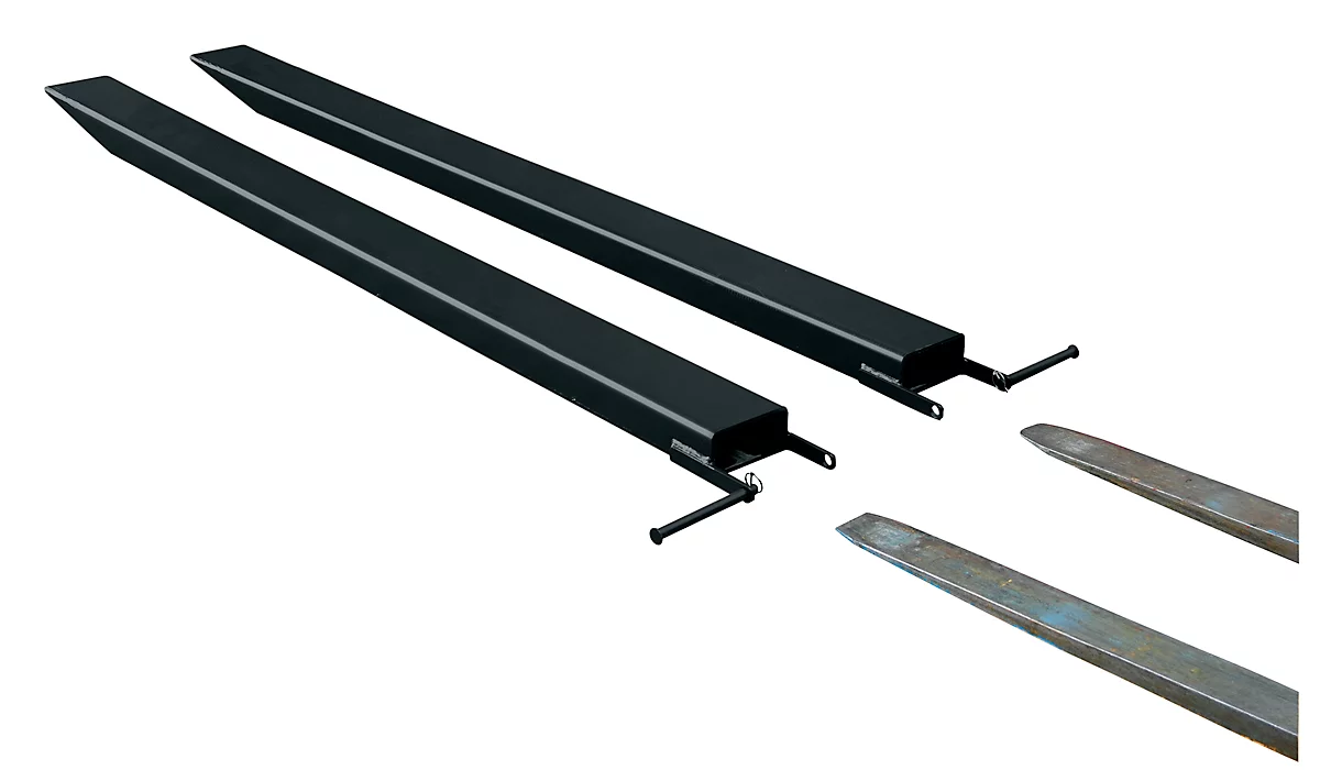 Ampliación de horquilla para carretillas industriales, modelo abierto, L 2000 x An 80 x 40 mm, negro