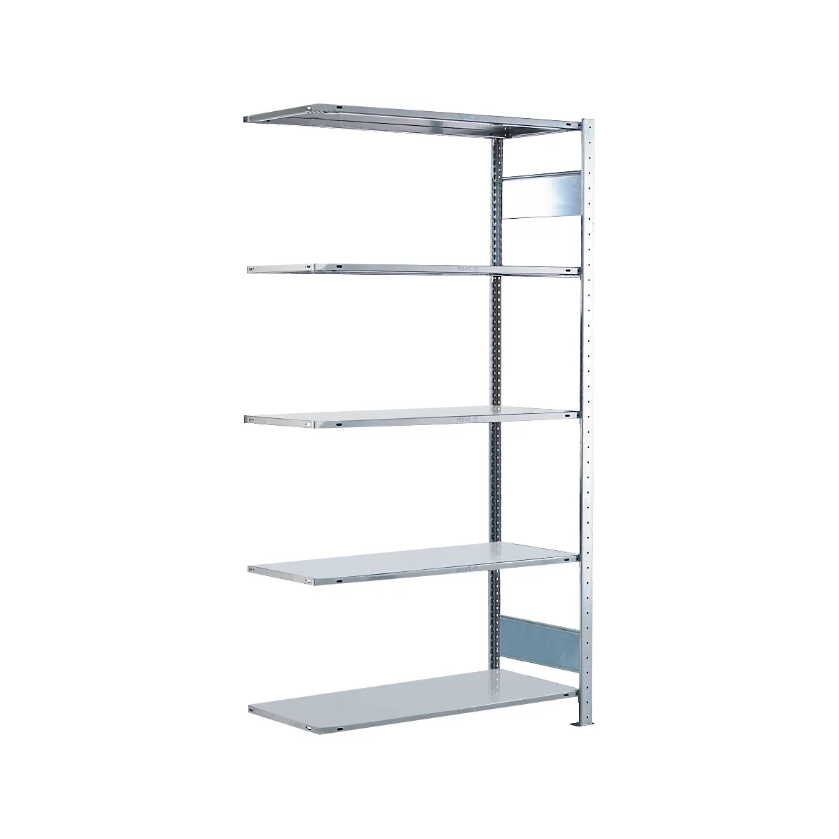 Anbauregal H 2000 x B 1000 x T 400 mm, verzinkt, mit 5 Böden