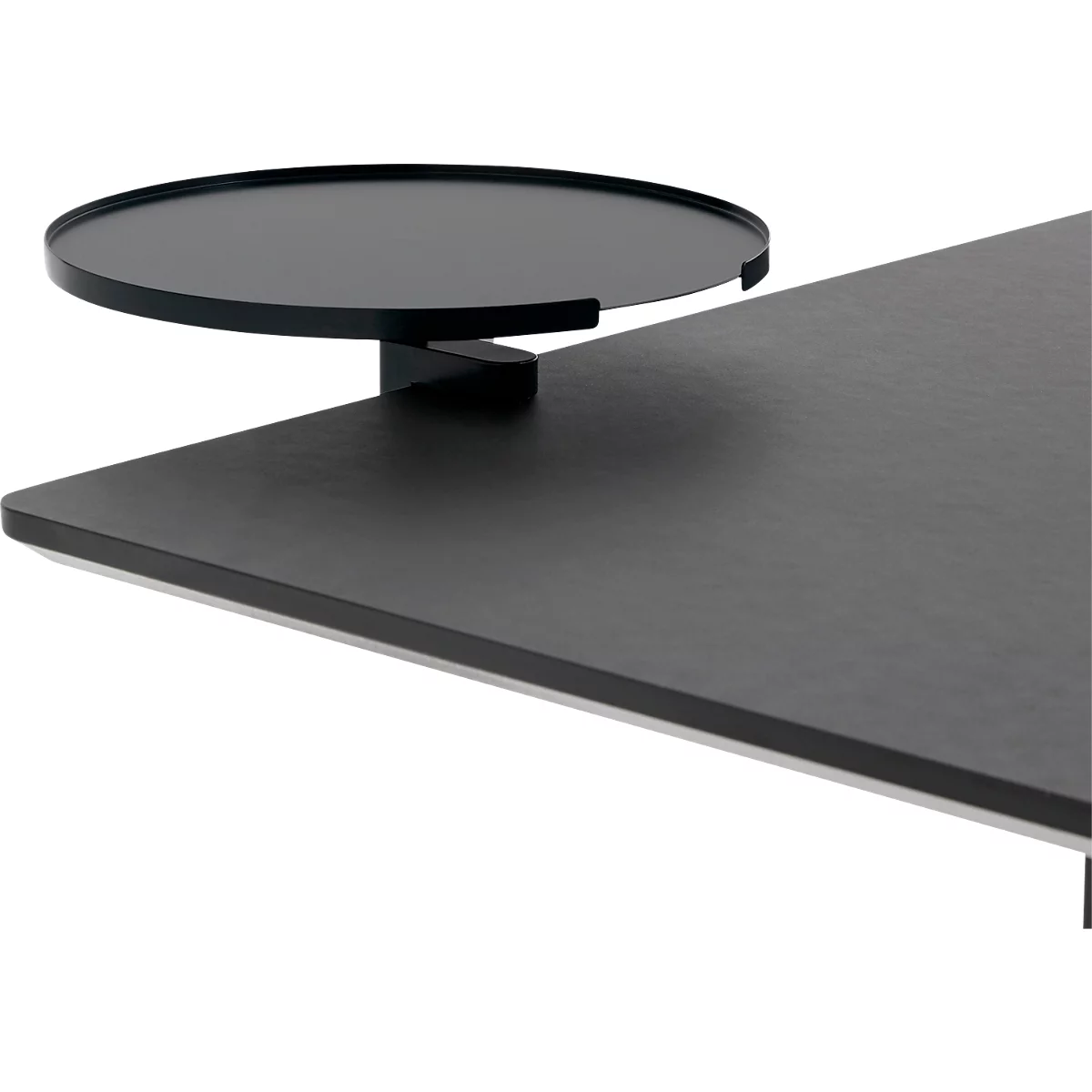 Anbautisch, für die Montage an Schreibtischen, rund, mit Tischklemme, Ø 280 mm, Metall, schwarz lackiert