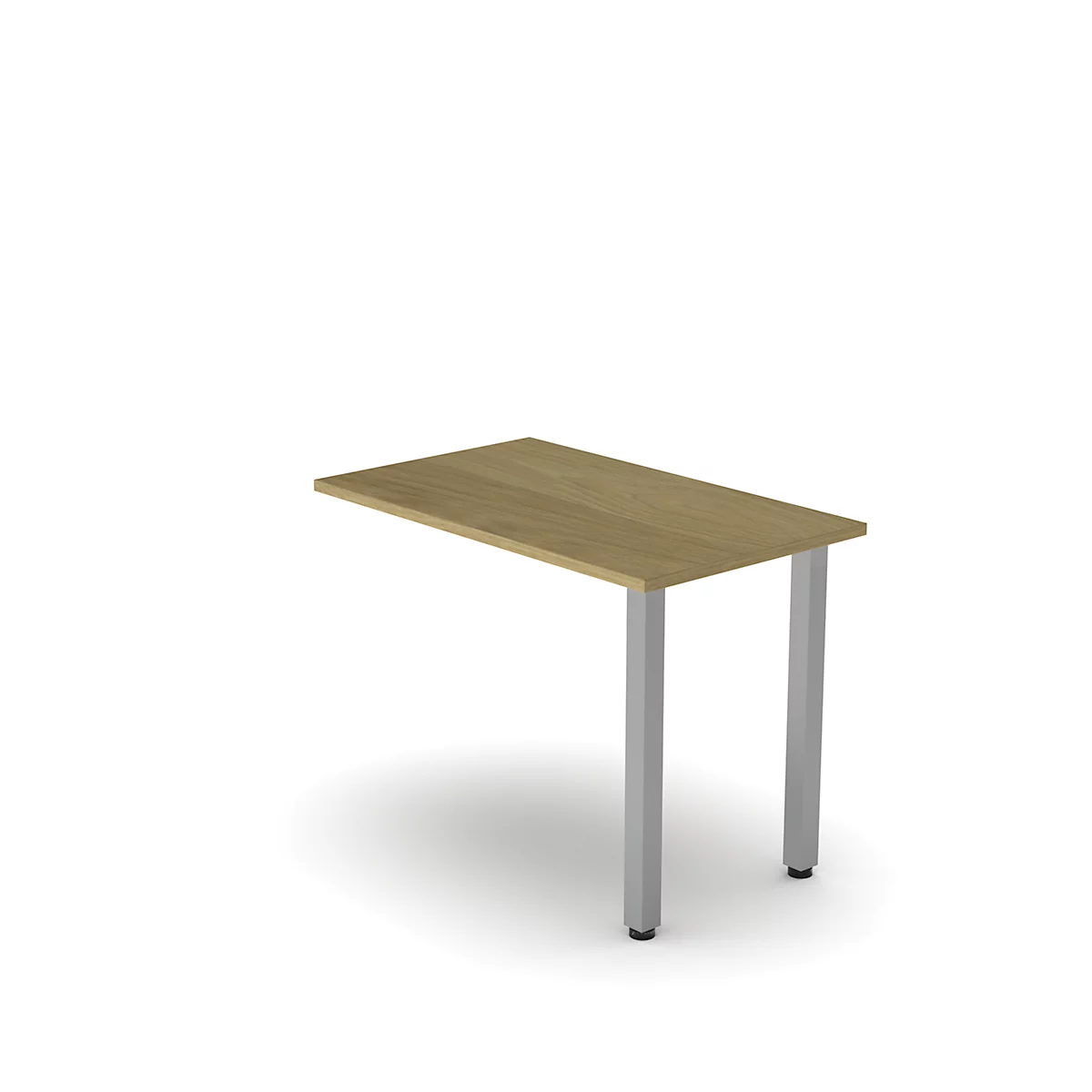 Anbautisch NEVADA, Quadratrohrfuß, B 1000 x T 600 x H 740 mm, Eiche-Dekor/alusilber