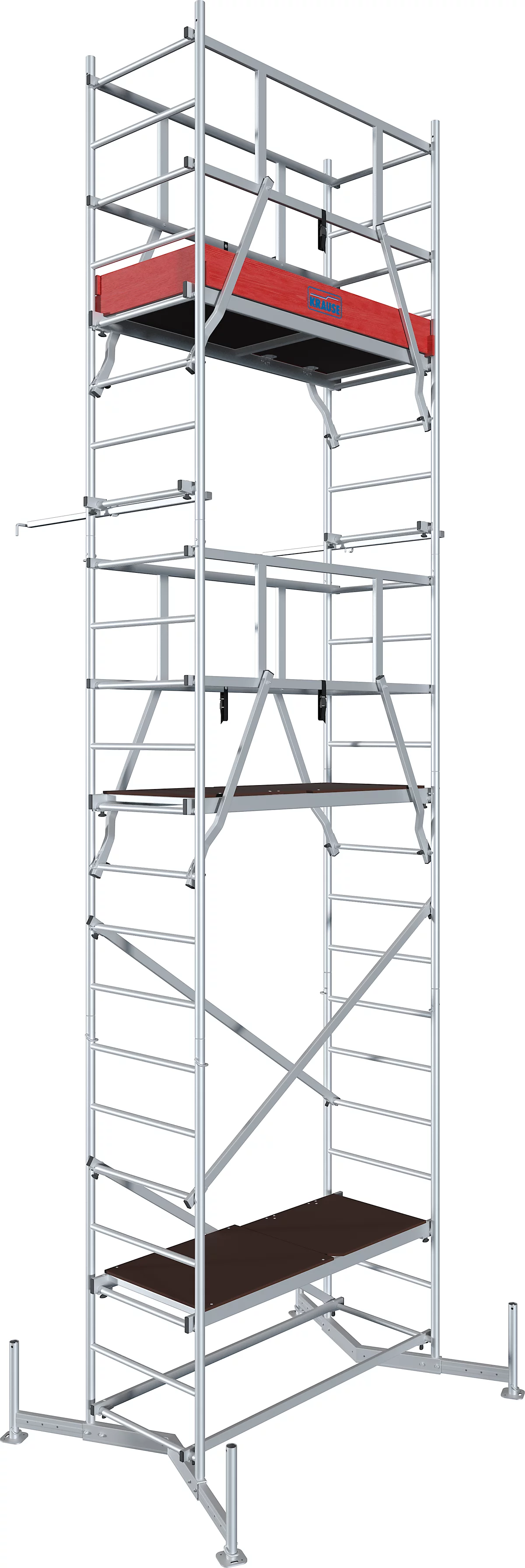 Andamio de trabajo MONTO ClimTec, altura de trabajo 3 m, plataforma ajustable en altura con escotilla, viga en V, hasta 200 kg/m, aluminio