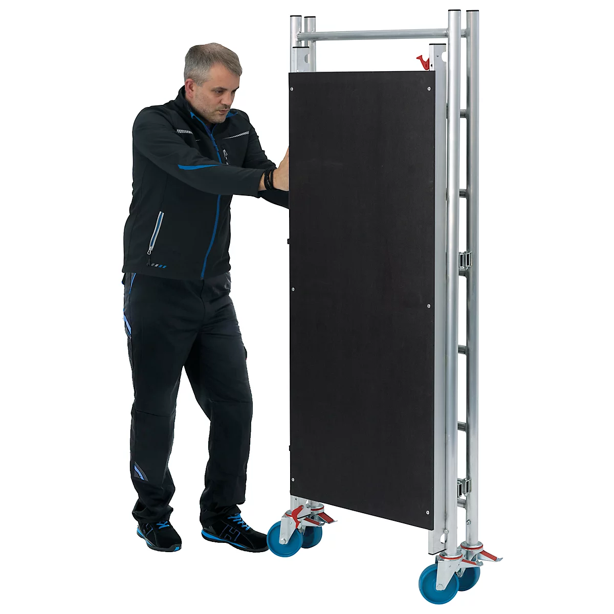 Andamio plegable Krause RollTec®, altura de trabajo hasta 2,9 m, cargable hasta 200 kg/m2, con cubierta, móvil, aluminio