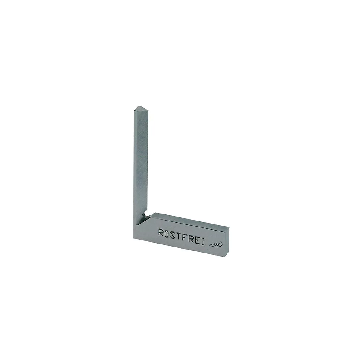 A right-angled metal angle. The edges are arranged at right angles to each other. The text 'ROSTFREI' is printed.