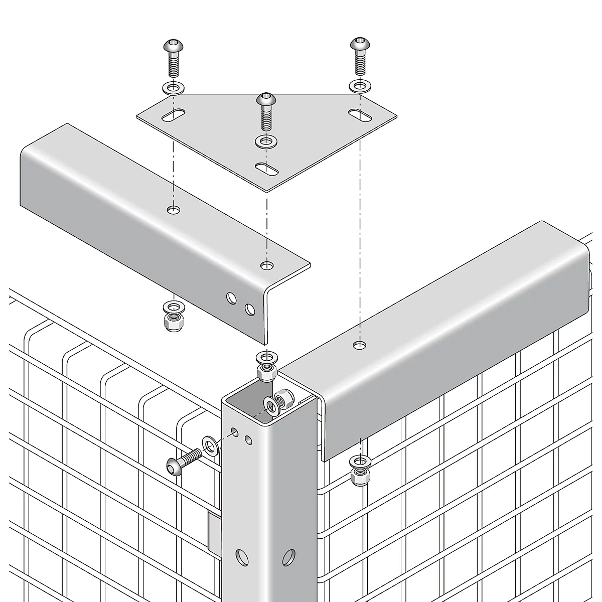 Ángulo de cobertura, 50 x 50 x 2150 mm, opcional para estabilización, plateado claro