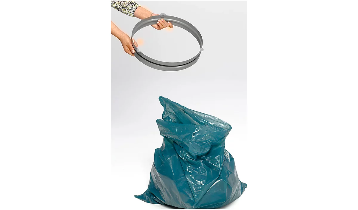 Anillo de retención VAR, para bolsas de basura de 120 l y colector de residuos con boca de ø 350 mm, con cuerda de goma, acero