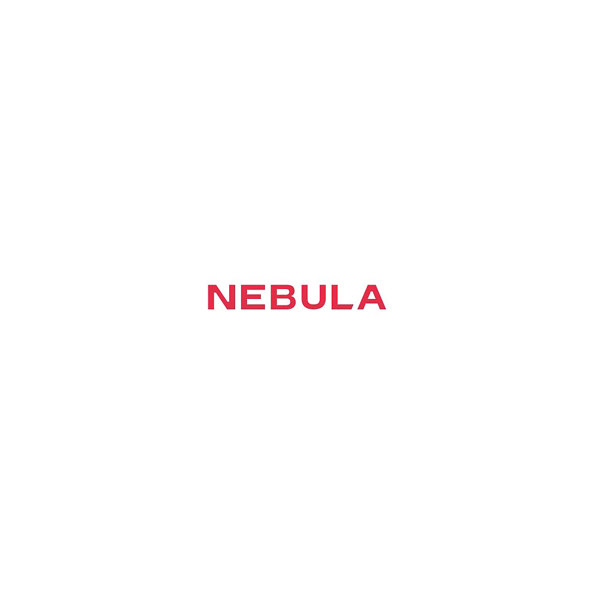 Das rote Logo des Markennamens NEBULA in einer serifenlosen Schrift auf weißem Hintergrund.