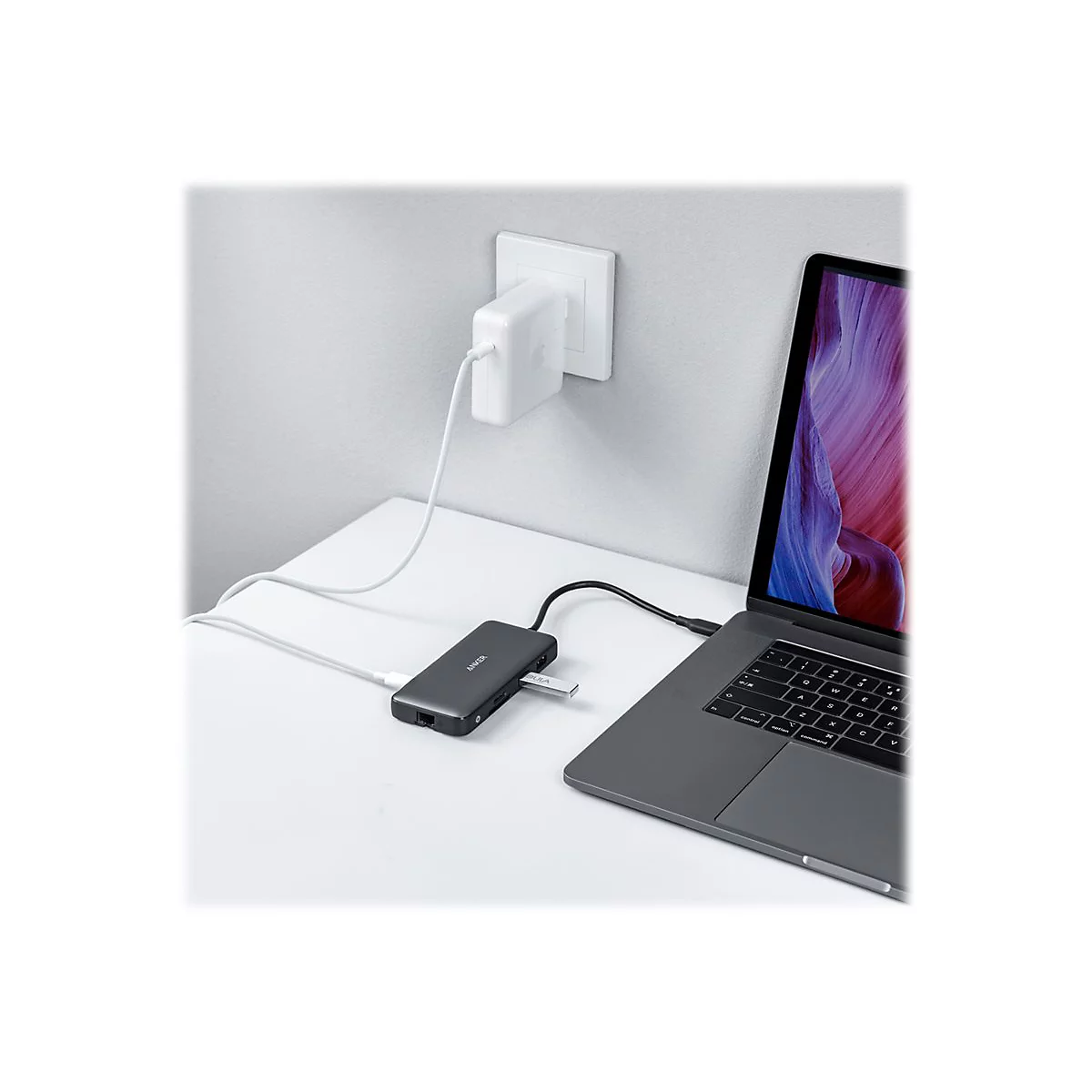 Anker PowerExpand 8-in-1 USB-C PD Media Hub - Dockingstation - USB-C - 2 x HDMI - 1GbE
