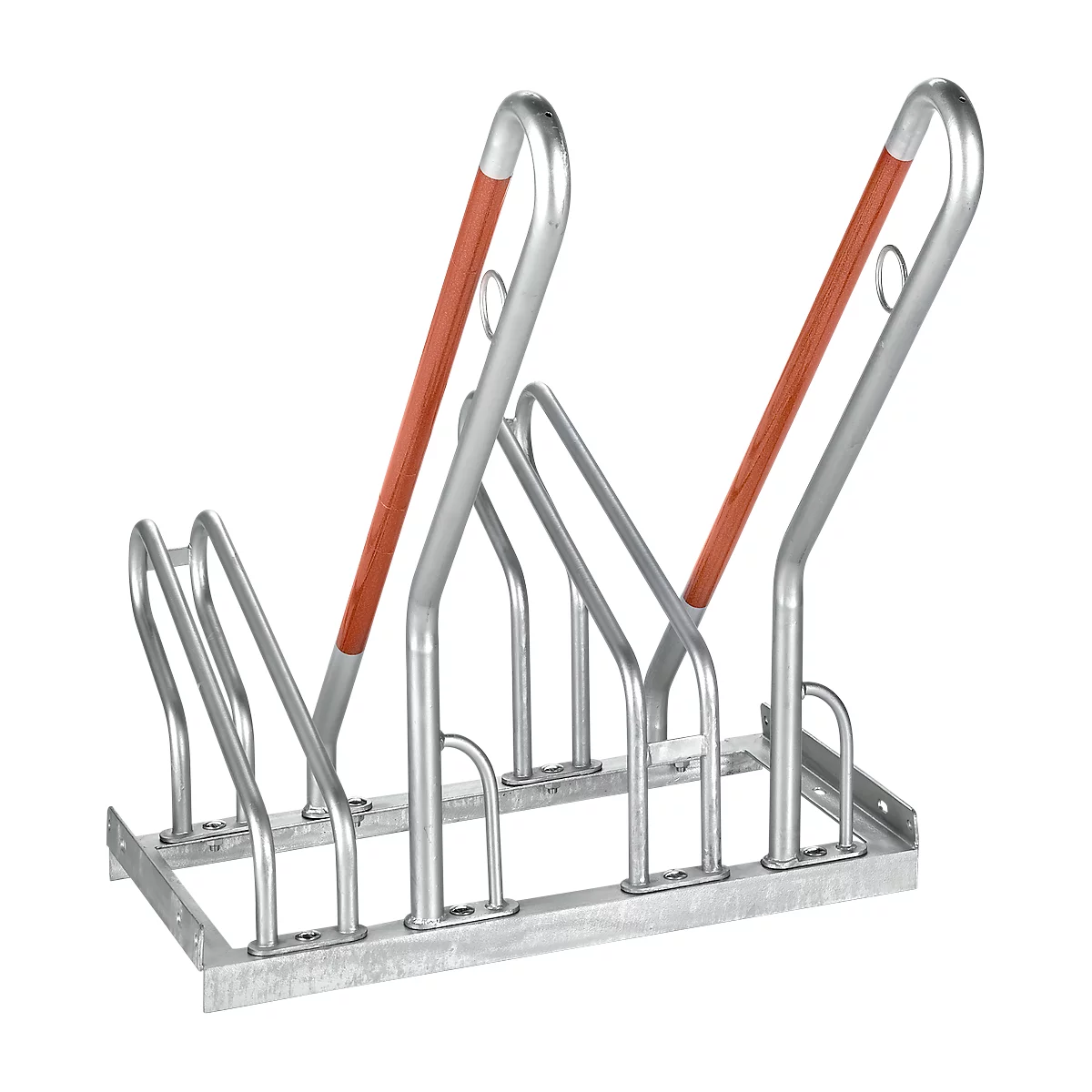Anlehnparker 1-seitig, für Reifen bis B 55 mm, B 700 x T 385 x H 815 mm, Stahl verzinkt, 2 Einstellplätze