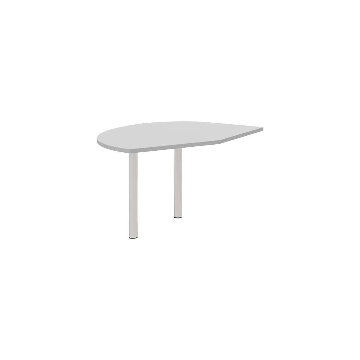 Ansatztisch links BARI, 2 Stützfuße, Form B, Bogen, B 1050 x T 1260 x H 680-820 mm, hellgrau