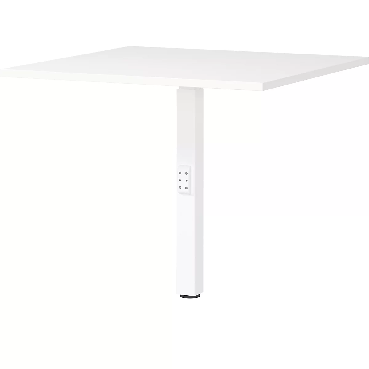 Ansatztisch Porto, mechanisch höheneinstellbar, Stützfuß, B 800 x T 800 x H 680-910 mm, weiß/weiß