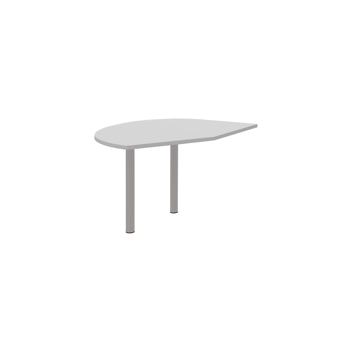 Ansatztisch rechts BARI, 2 Stützfuße, Form A, Bogen, B 1050 x T 1260 x H 680-820 mm, hellgrau