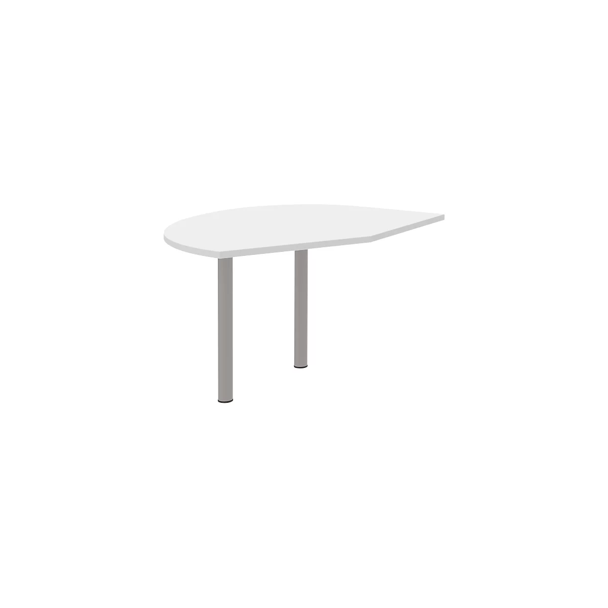 Ansatztisch rechts BARI, 2 Stützfuße, Form A, Bogen, B 1050 x T 1260 x H 680-820 mm, weiß