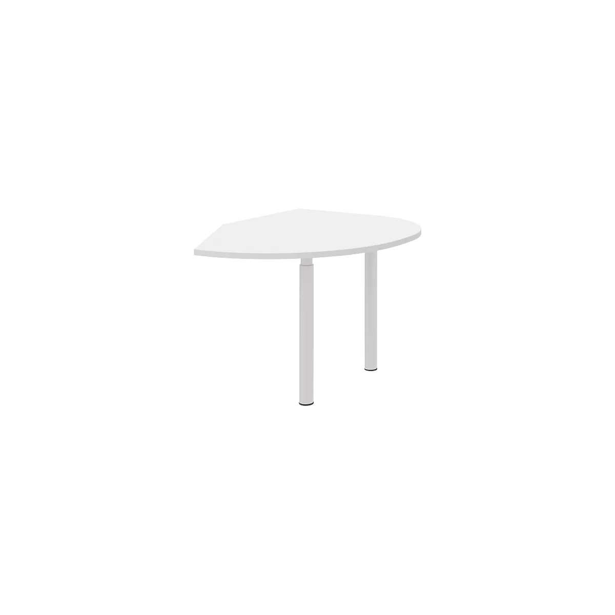Ansatztisch rechts BARI, 2 Stützfuße, Form B, Bogen, B 1050 x T 1260 x H 680-820 mm, weiß